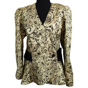 Vintage 80s 90s Rob Hill Mister Jay Gold & Black Formal Jacket Glitter Metallic